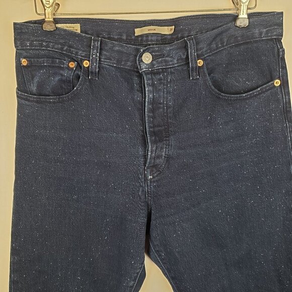 Levis Premium Wedgie Icon Ankle Dark Speckled Button Fly Jeans Womens Size 31 - Picture 3 of 13